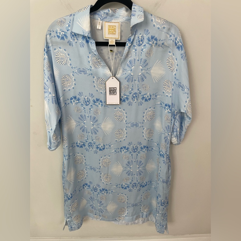 NWT Emily McCarthy Poppy Dress in Sea Party Size Small Relaxed Shirt Dress.  22
